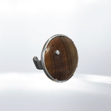 Large Round Wood Ring with Set Diamond