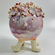 4 Legged Flower Monster Ceramic Sculpture in iridescent lavender Mist Glaze