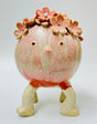 4 Legged Flower Monster Ceramic Sculpture in Coral Glaze