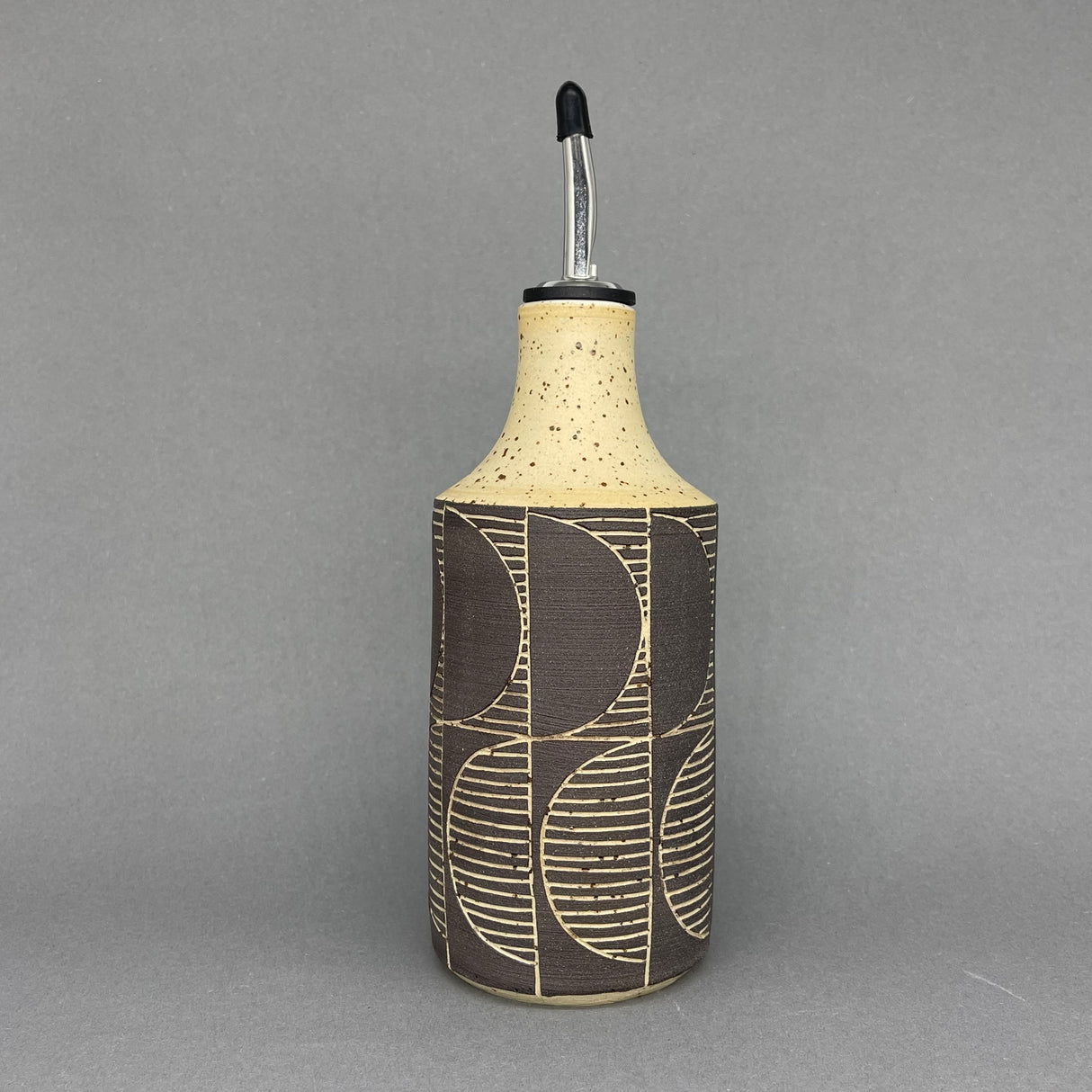 Julems / Ceramics / Oil Vinegar Bottle / Sgraffito Lines Various