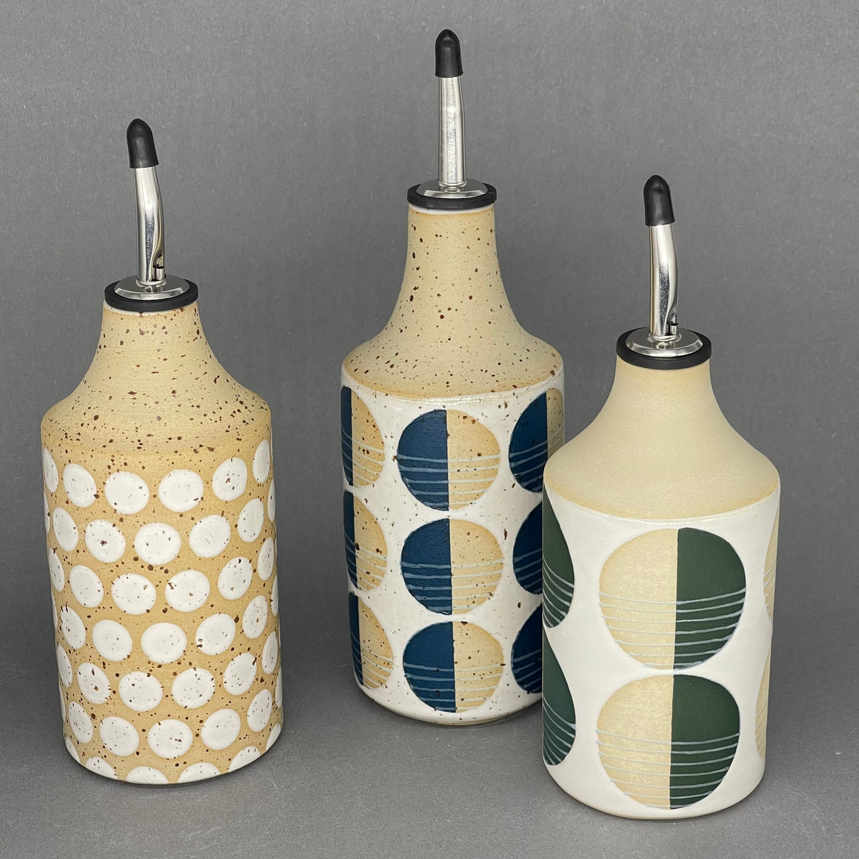 Julems / Ceramics / Oil Vinegar Bottle / Circles Various