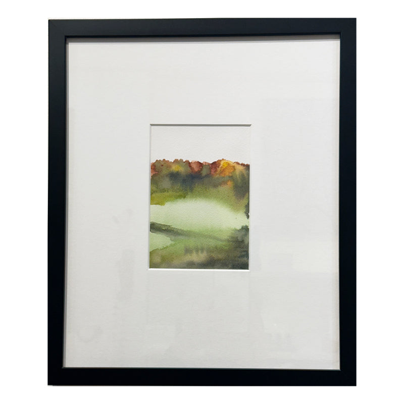 Framed Forest Hymn watercolor painting in this series is strongly Redwood trees influenced as the artist aimed to capture that feeling of being awestruck by the majesty and beauty of the forest surrounds! 