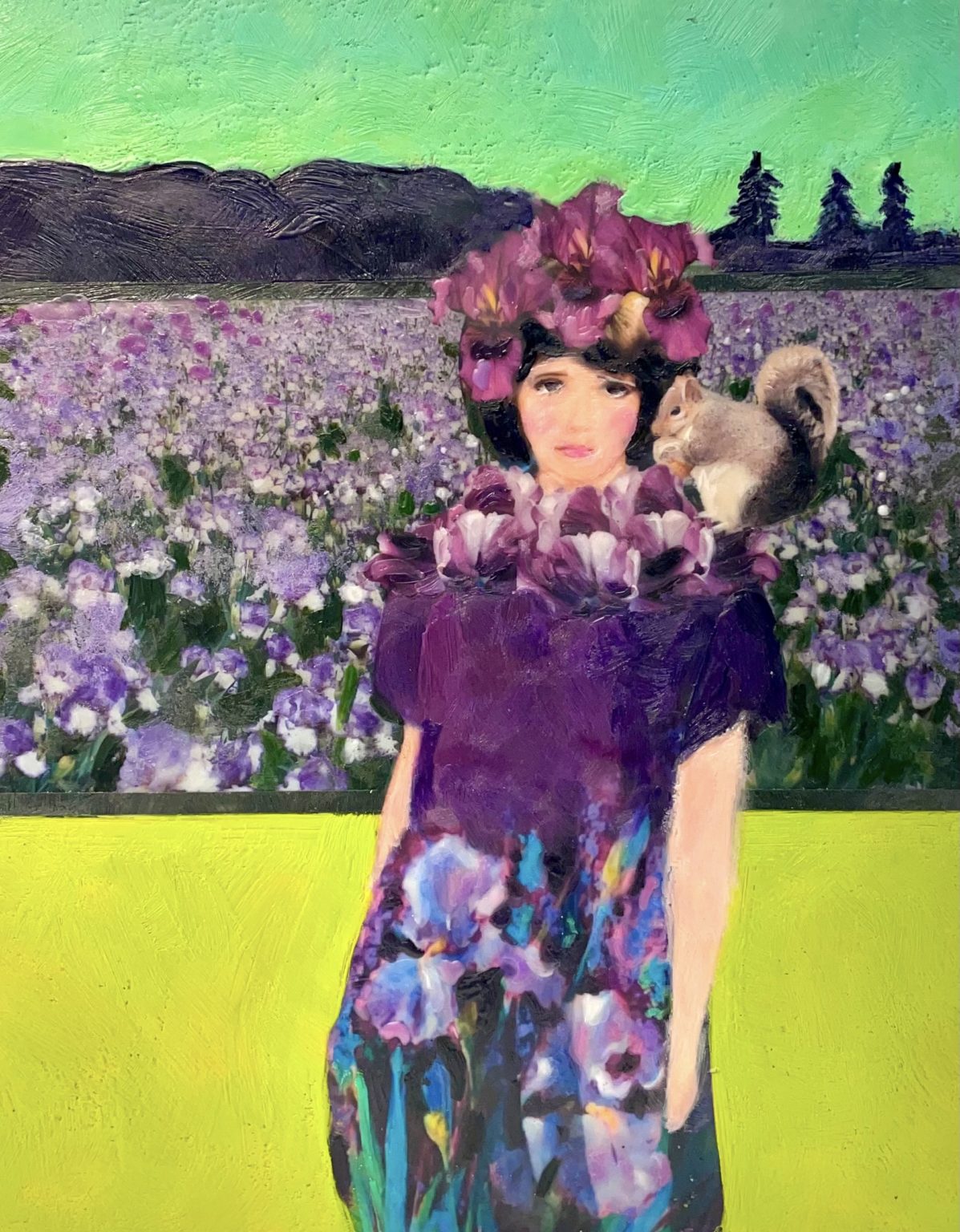 Portrait of Iris. A super bloom by Linda Benenati Encaustic painter. This one is from the Floral Follies series.