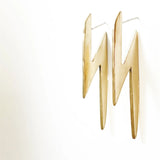 David Bowie inspired lightening rod earrings in bronze or silver
