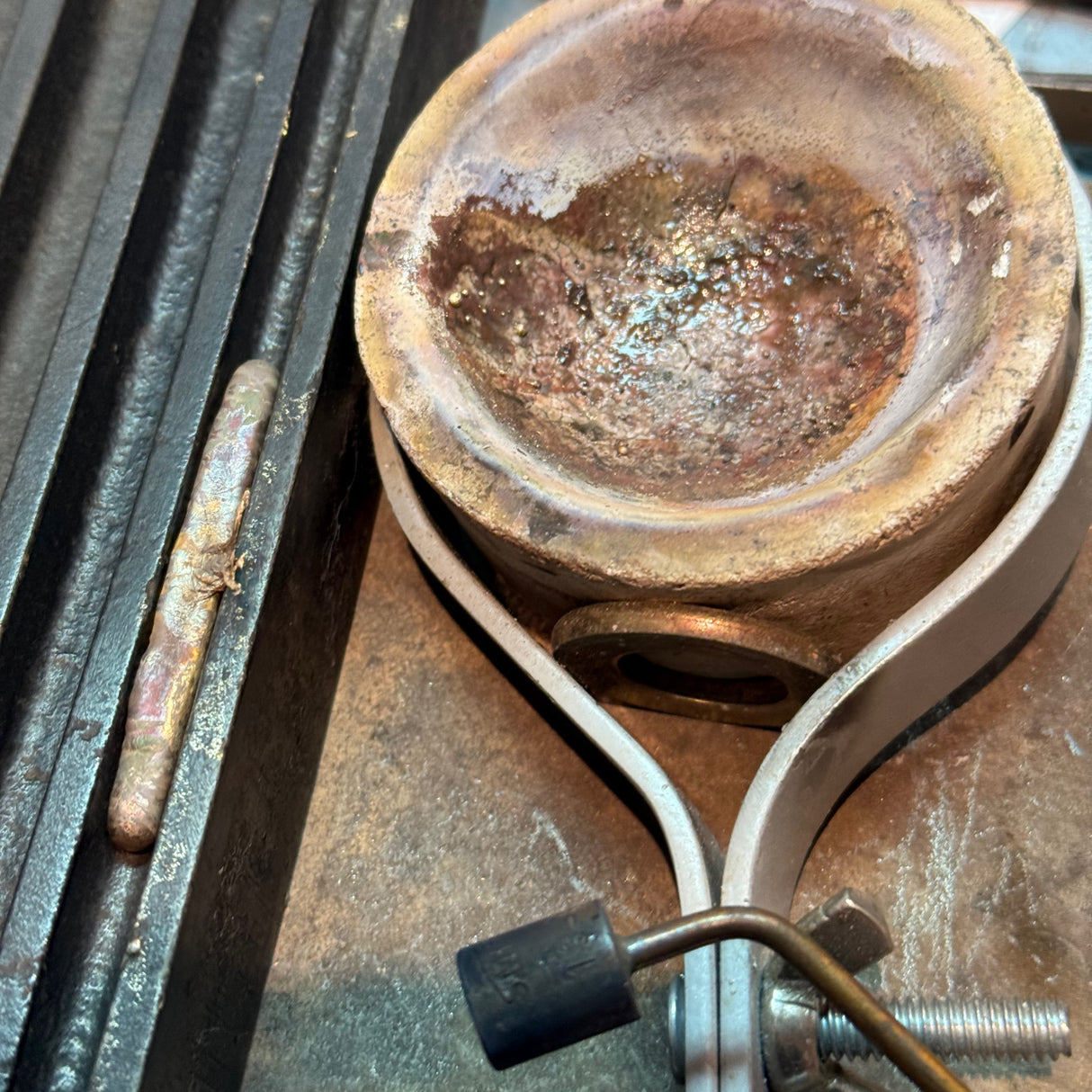 Metling Gold to Create the 14K Recycled Gold Wire for Fused 14K Gold Bangle Permanent Jewelry at Poet and the Bench