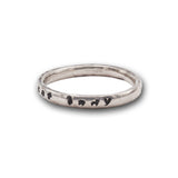 Childless Cat Lady Stamped Sterling Silver Stacking Ring_Shown with the Lady Stamp facing front