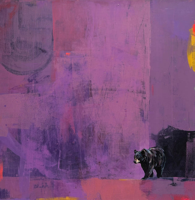 Emergence. A bear emerging from the color field landscape. Artist Michael McConnell creates relationships within the color palette, taking interest in how colors can provoke a mood, a feeling, or a sense of place.