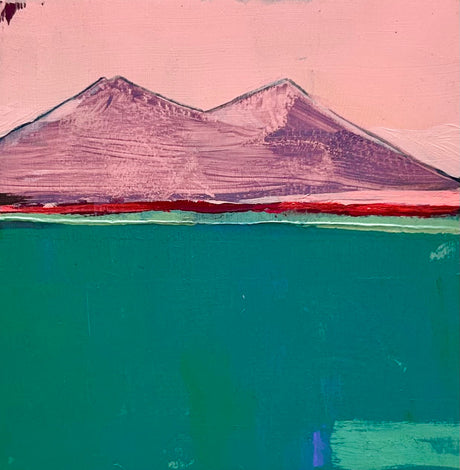 Mountain Meditation 1. A petite painting in homage to the majestic Mount Tamalpais... or any mountain, really. A beautiful study of the relationships of color in pinks and green, by artist Michael McConnell.