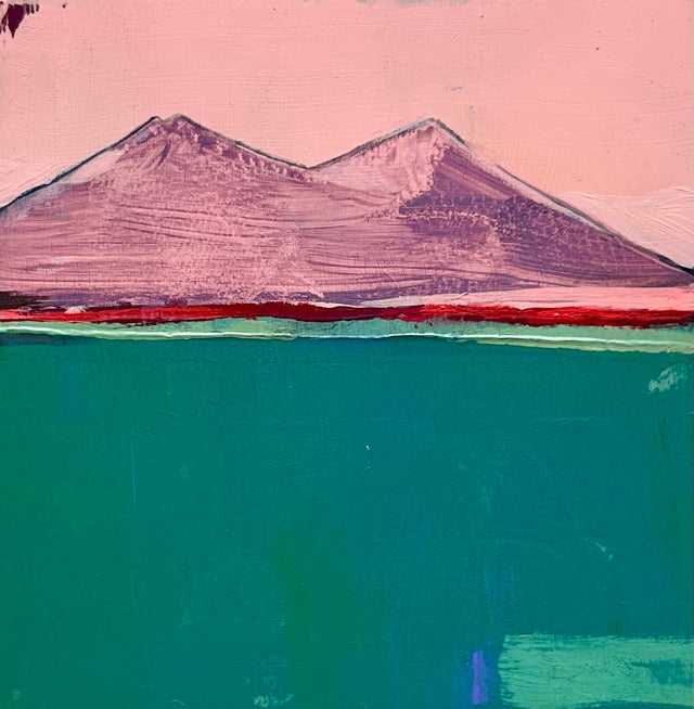 Mountain Meditation 1. A petite painting in homage to the majestic Mount Tamalpais... or any mountain, really. A beautiful study of the relationships of color in pinks and green, by artist Michael McConnell.
