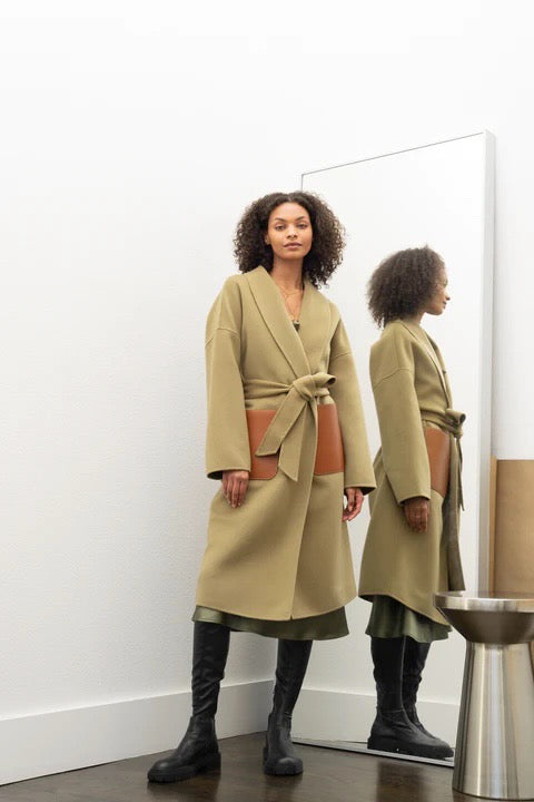 Mute by JL Hourglass Long Cashmere Blend Coat