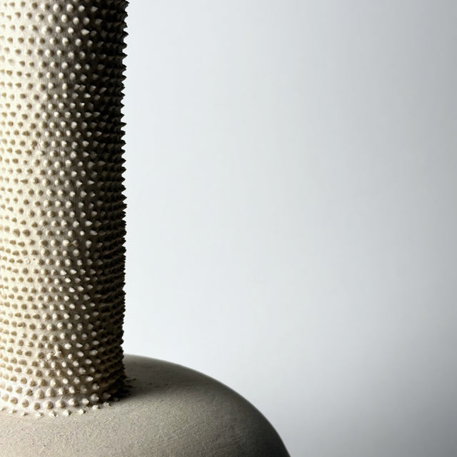 Avigail Remak Prickly Stone Vase. From the Desert Rising collection, inspired by the resilient plants of the desert, their forms, textures, surprising variety, and their tough defenses of spikes and thorns. 