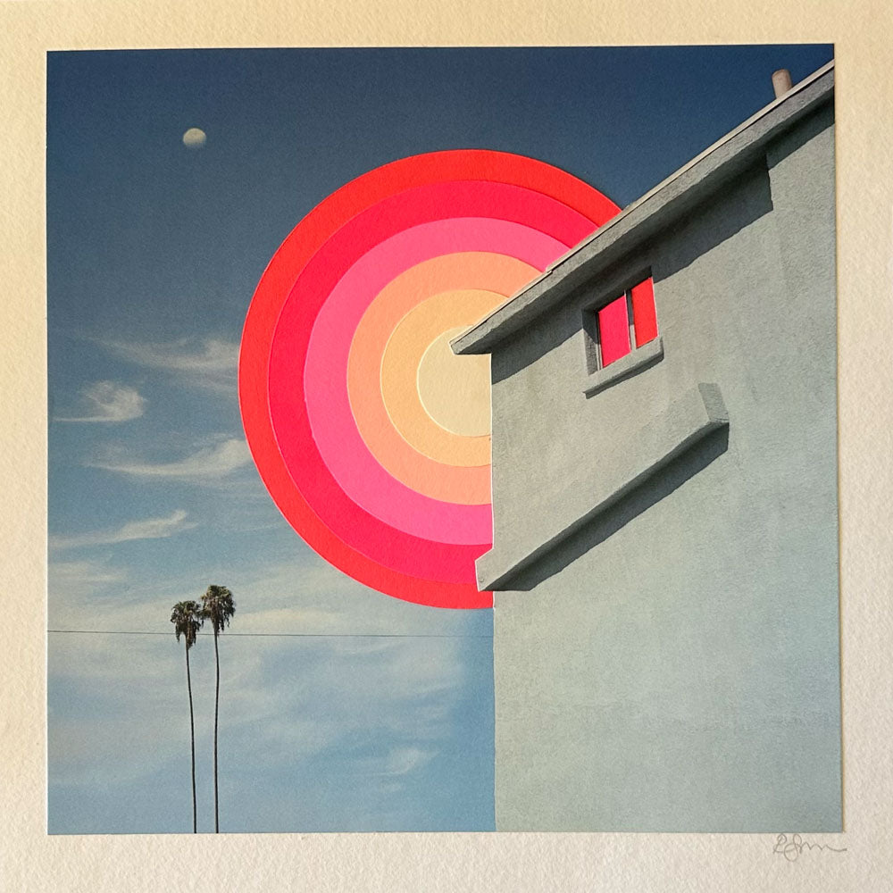 From the series, Southern California Compositions. Pink Radiant. There is a surprise in how artist Rosemary Carmen Smith balances realism with the unreal. We love this modernist series incorporating images of SoCal!