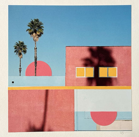 We love this modernist series incorporating images of SoCal! Paper cut collage by Rosemary Carmen Smith