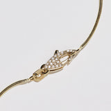 Snake chain with pave diamond clasp. We love this style for its clean lines and quiet luxury. 