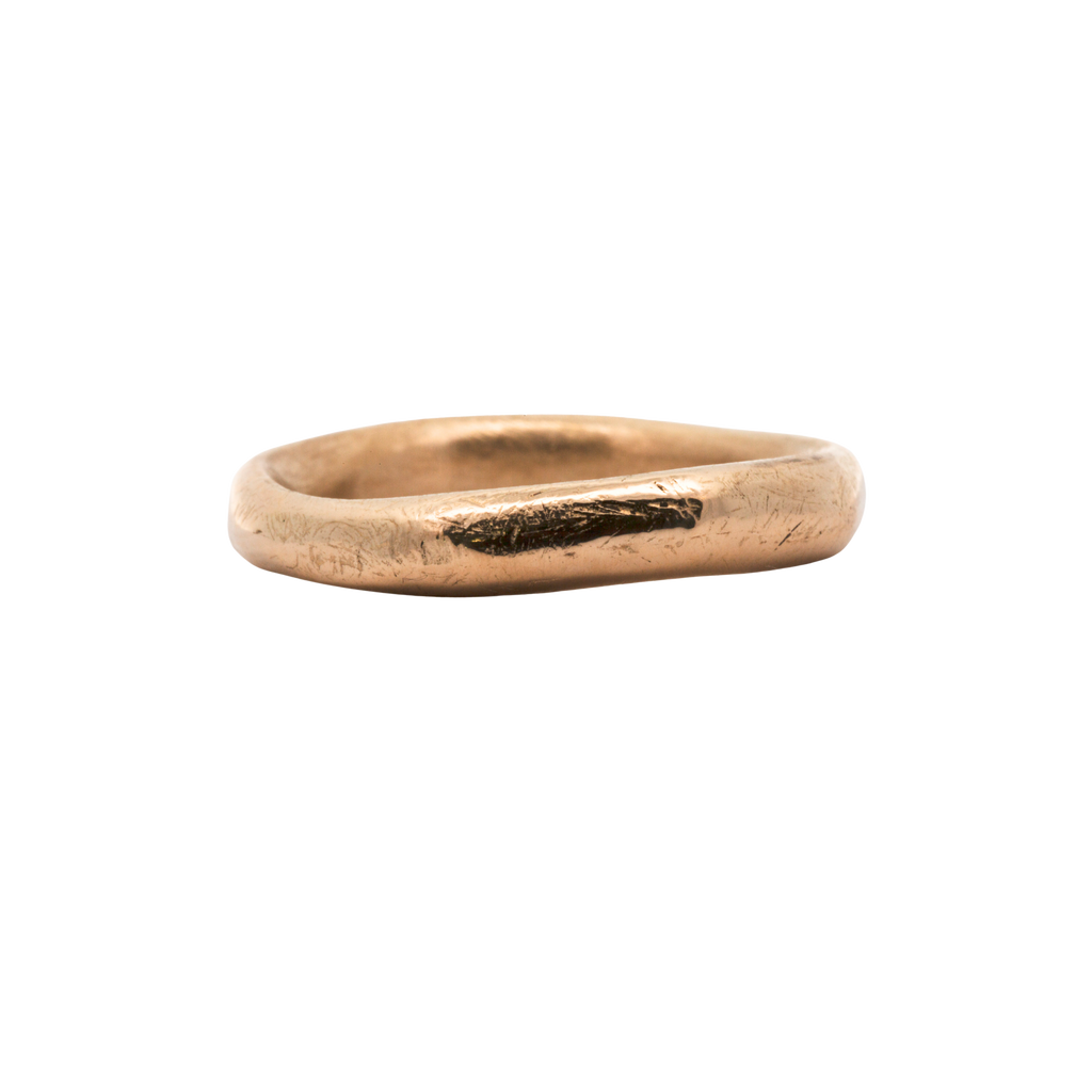 We love the thick rustic band of the Madrone Heavy round ring. 