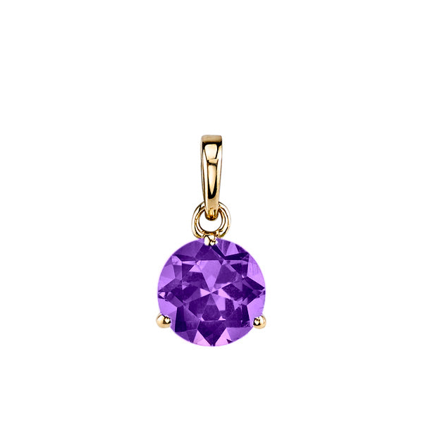 Amethyst Gem Pendant with 3 Prong Setting on Chain