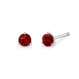 Garnet White Gold 3 Prong Stud Earrings