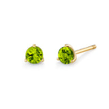 Peridot Yellow Gold 3 Prong Stud Earrings
