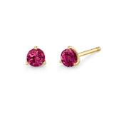 Rhodolite Yellow Gold 3 Prong Stud Earrings