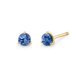 Tanzanite Yellow Gold 3 Prong Stud Earrings