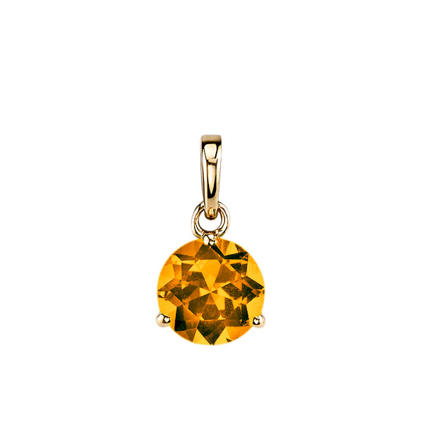 Citrine Gem Pendant with 3 Prong Setting on Chain