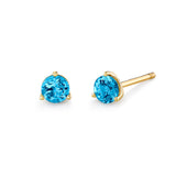 Blue TopazYellow Gold 3 Prong Stud Earrings