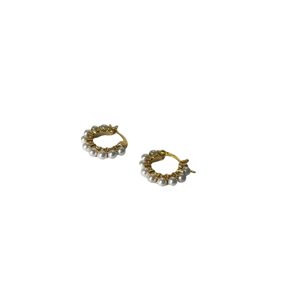 Yellow / Jewelry / Earrings / Ring of Pearl Sparkly Hoops