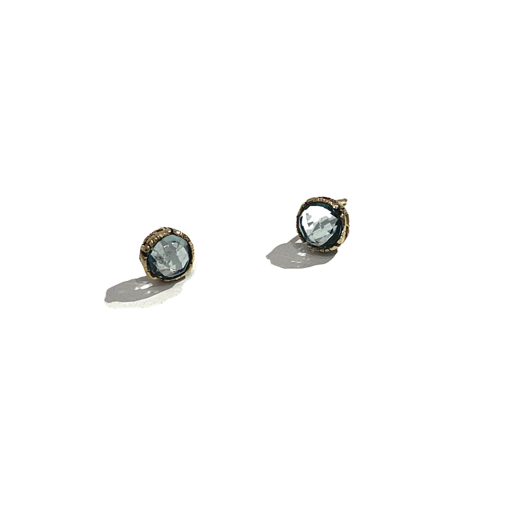 Vibrant aquamarines are set in Danielle's signature 14k gold lace setting. Day to night, these beauties stand out.