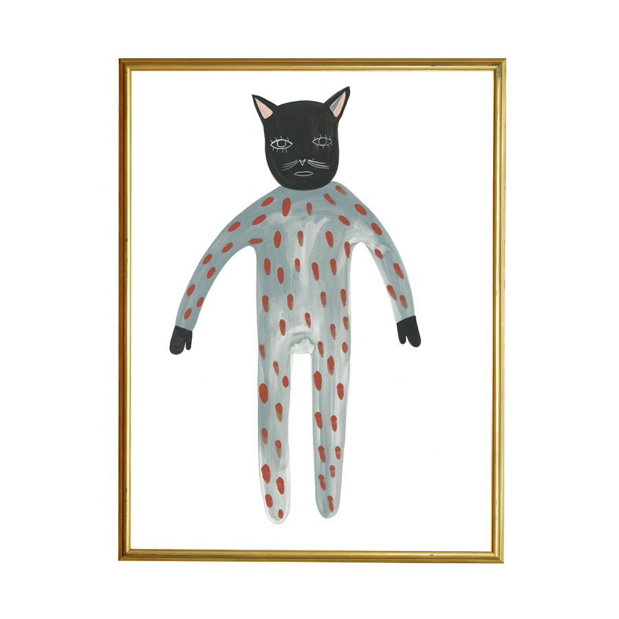 Grace Estrada Blue Pajama Cat. 'Cause there's nothing like pjs all day long. Framed example.