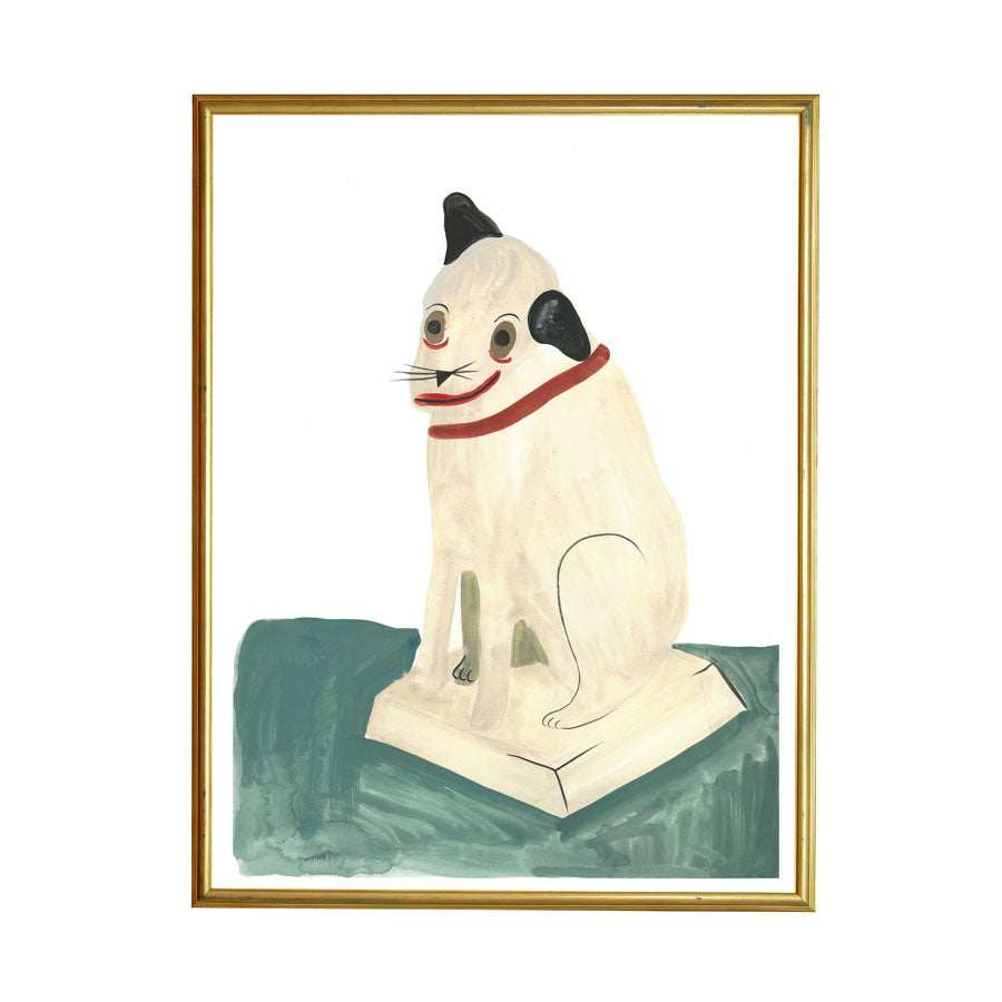 Let's celebrate our differences! With Weird Dog painting shown framed. In her paintings, Grace Estrada pursues themes such as memory, nostalgia, portraiture, loss and bizarre narratives that make sense sometimes. We like it. 