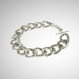 Jeffrey Levin / Bracelet / NDU Engraved Silver Flat Oval Chain Link