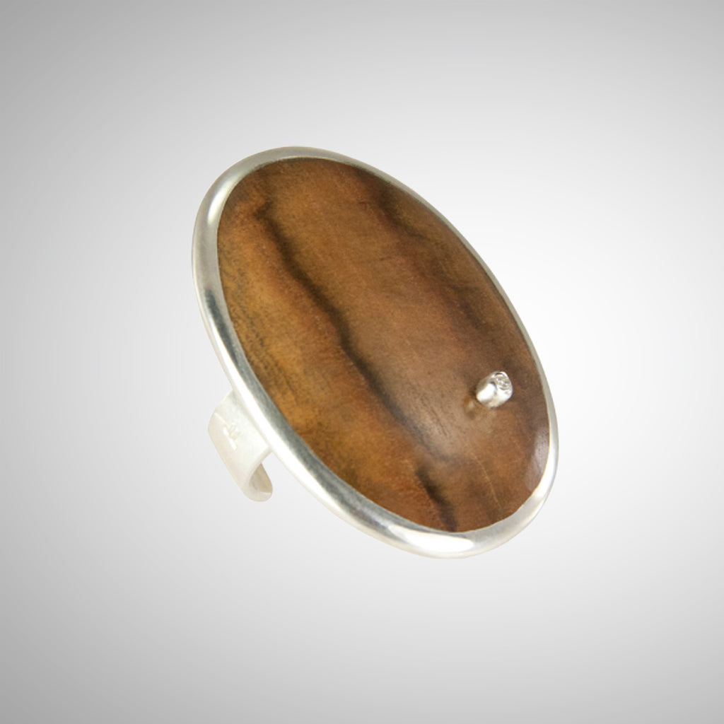 Jeffrey has created a stunning statement ring using reclaimed wood, gorgeously reused. 