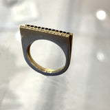 Jeffrey Levin's super flat skinnys in 14K yellow gold encrusted in diamonds or colorful gems. 