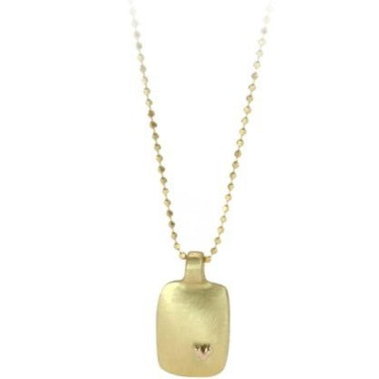 Jeffrey Levin Yellow Gold Dog Tag with Contrasting Rose Gold Tiny Heart