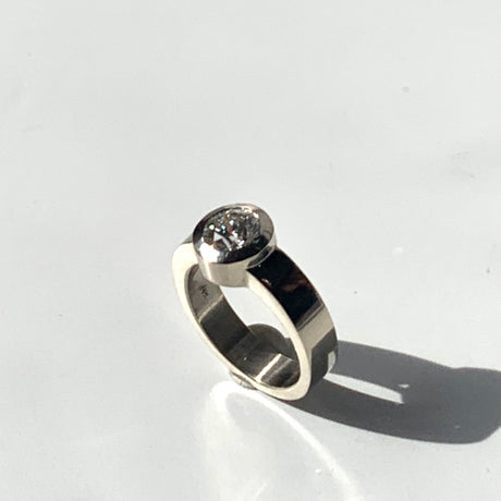 Jeffrey's Architectural Style Engagement Ring in White Gold with Solitaire Diamond