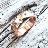 Jeffrey Levin Rose Gold and Scattered Diamond Wedding Band_Bride and Groom