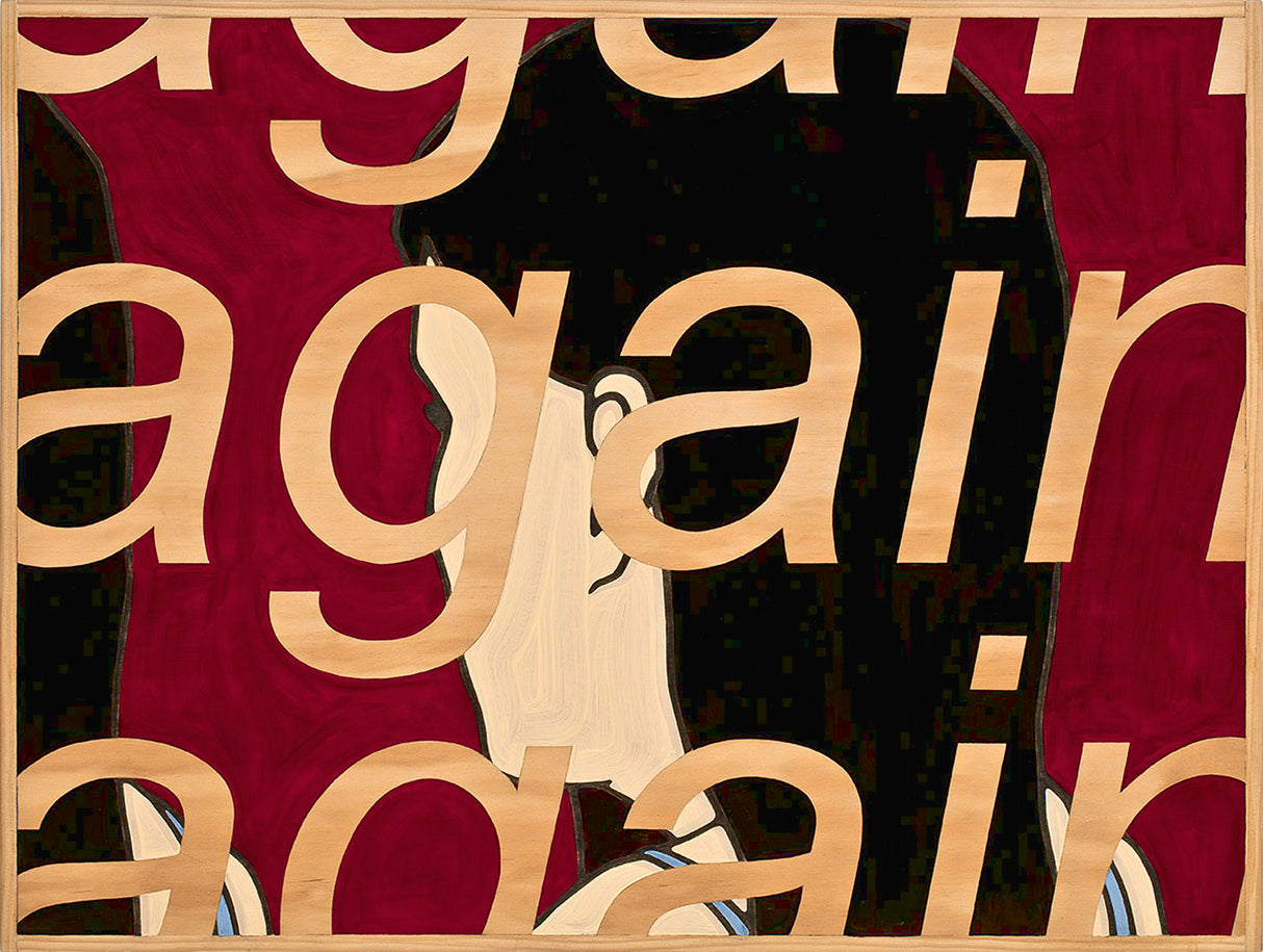 Jeffrey Palladini's Again Again painting illustrates his unique vocabulary of dramatic figurative imagery, combined with compelling linear and pattern elements, which serve to enhance and inform the narrative of each work. 