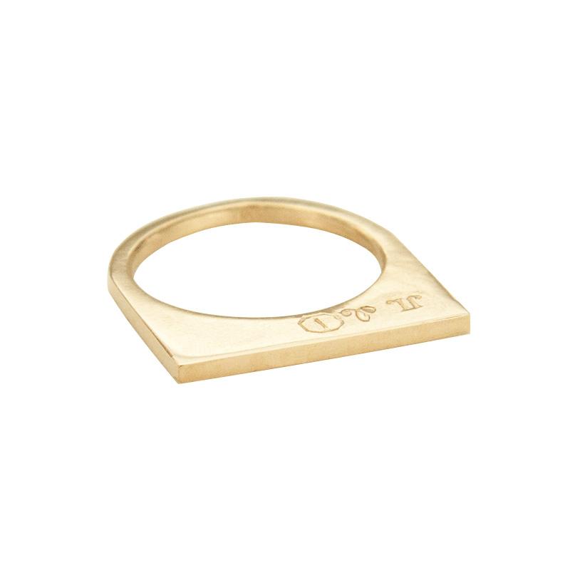 Add dramatic height to your stacking rings with Jeffrey Levin's super flat skinnys. 14k Yellow Gold Super Skinny stacking ring. 