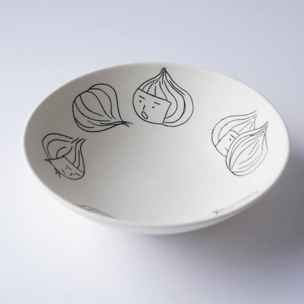 Onion illustration on Porcelain Bowl