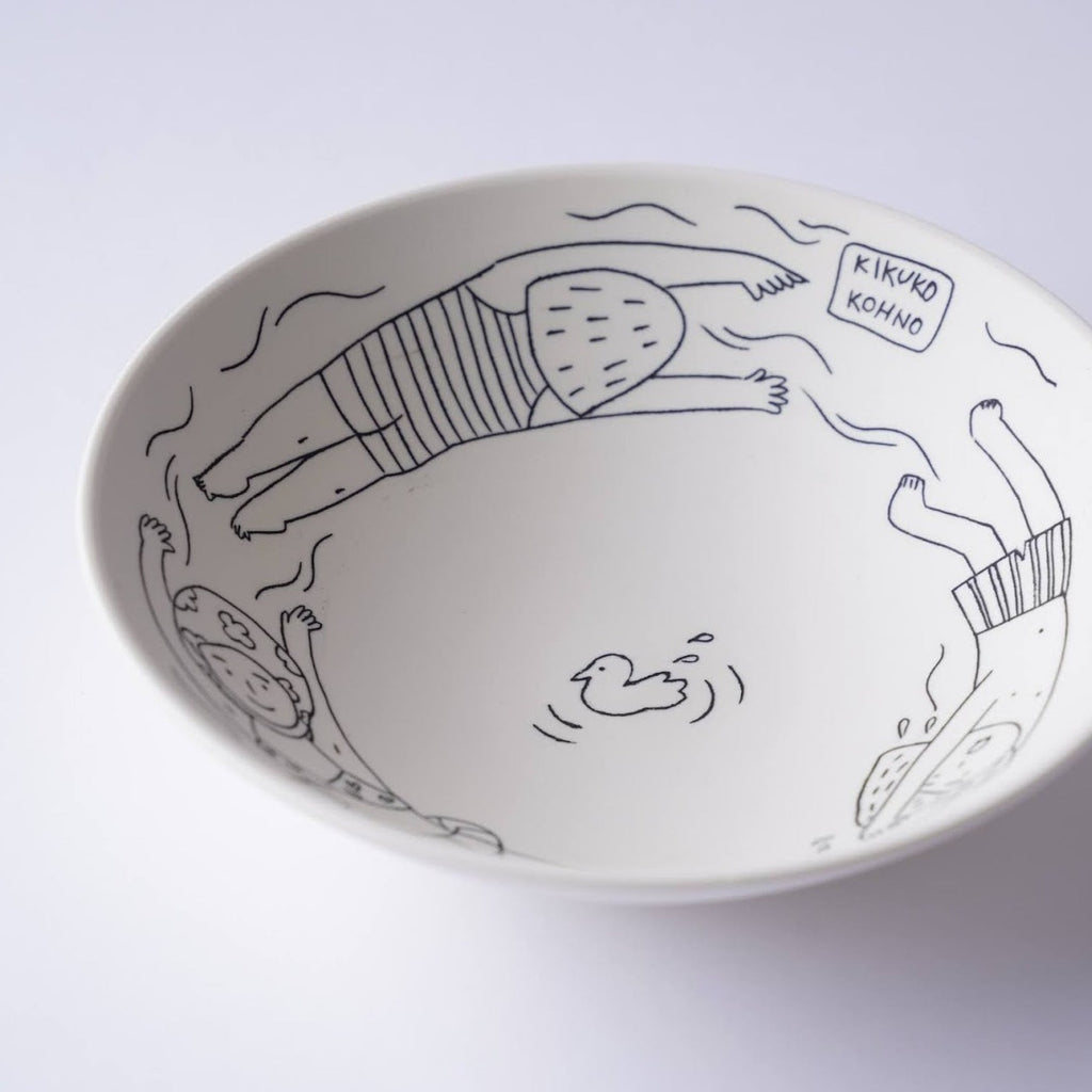 From the Floating in the Pool series, this small bowl in porcelain is great for cereal, a small salad or your fave bisque.