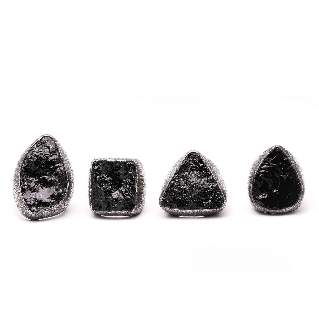 Various shapes Mariella Pilato Black Tourmaline Rings