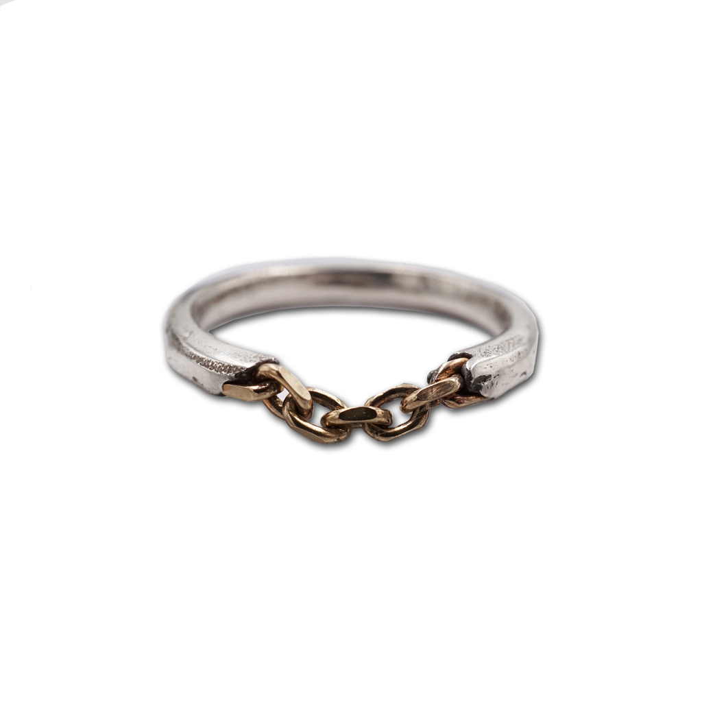 Laetitia 14k Gold and Sterling Silver Chain Ring Stacker