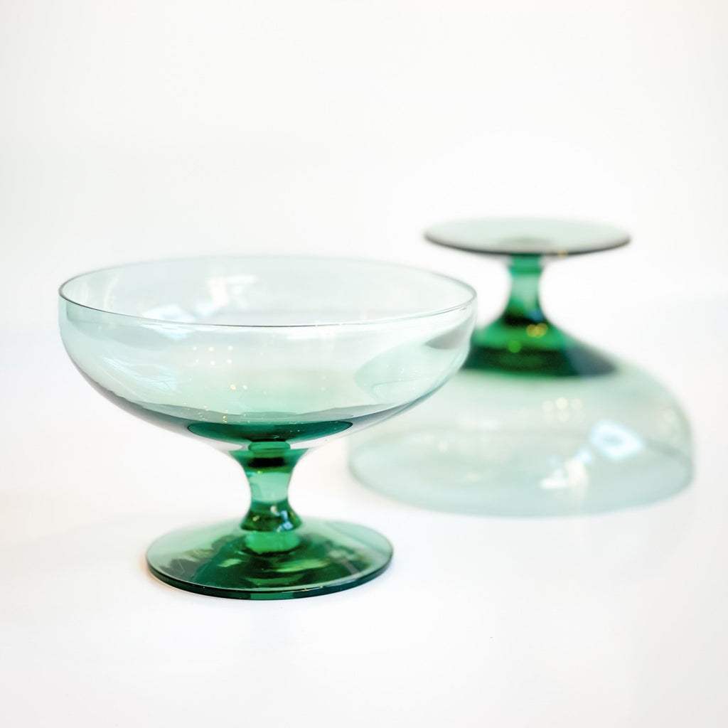 Russel Wright Champagne Coupes 1951 Teal Jewel Tone