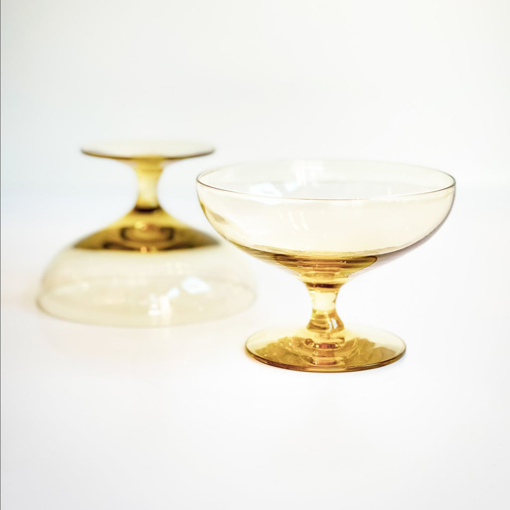 Russel Wright Champagne Coupes 1951 Chartreuse Front and Bottom