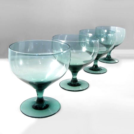 These Russel Wright teal wine glasses add fresh color to your bar and table.