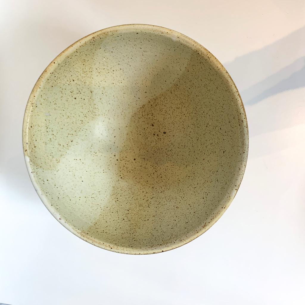 A perfect serving bowl, with Koko's inpsired pouring technique, where glaze colors overlap, kind of like how the sister's personalities run into each other. Top view.