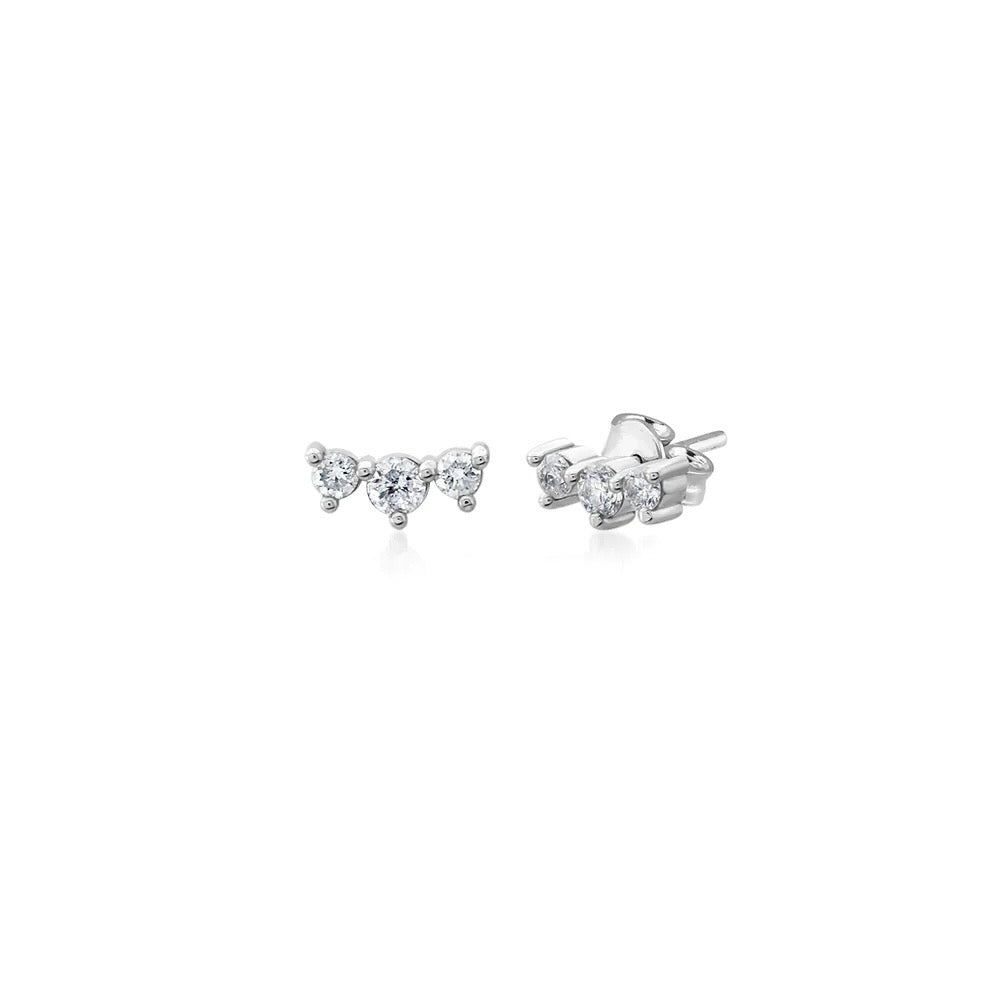 Betul Malik per diem 3 diamond and 14k white gold stud earrings