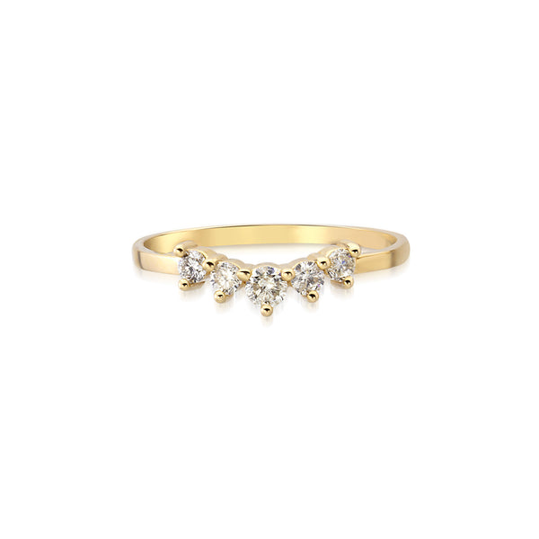 Light up your ring party with these delicate 5 diamond and 14K gold every day stacking rings. Yellow gold pictured.