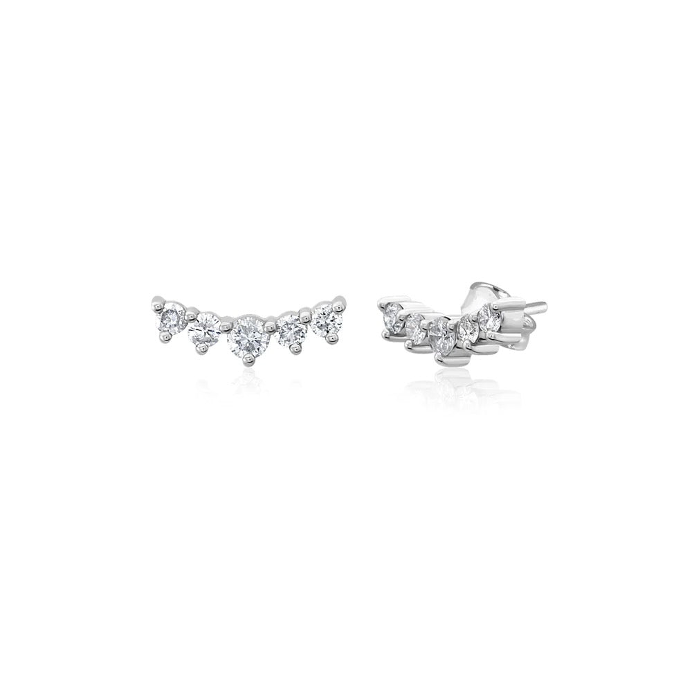 Elegant 14K white gold studs feature 5 diamonds on each earring. Stunning for evening or wear them as everyday adornment. 