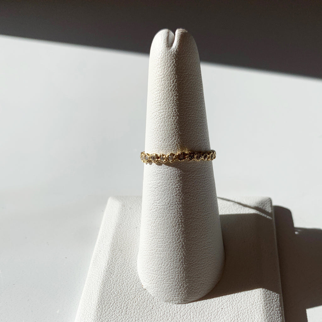 Danielle Welmond / Rings / Yellow Gold Diamond Eternity Etched Band